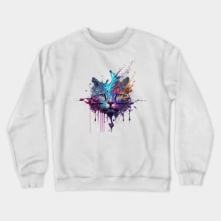 Cat Splash Art: Playful Fantasy Portrait #3 Crewneck Sweatshirt